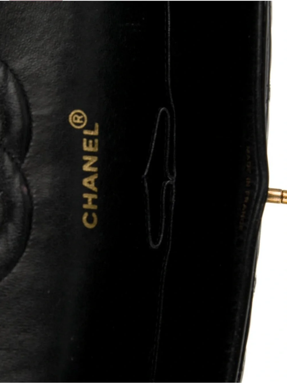 CHANEL Black Patent Quilted Double Flap Shoulder Bag with Gold Hardware